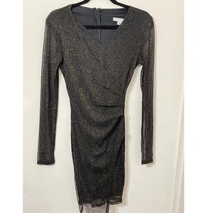 Sparkly black&gold Mini long sleeve dress